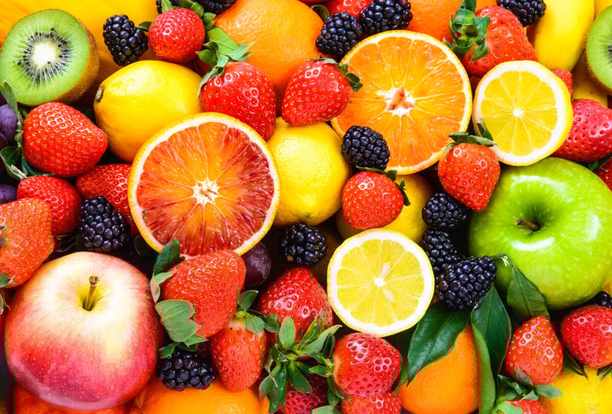 Photo shows a colorful selection of fresh fruit. Studies indicate that fresh fruit - along with vegetables and other nutritious foods found in a healthy plant-based diet - may help to reduce the risk of diabetes