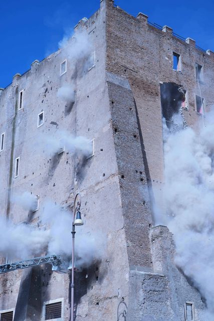 The partially collapsed medieval Torre dei Conti in Rome (Domenico Stinellis/AP)