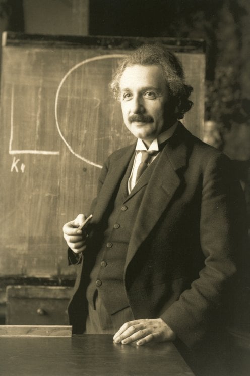 Albert Einstein lecturing in Vienna