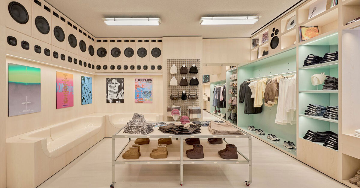 music-infused interiors by el departamento shape bershka’s san sebastián store