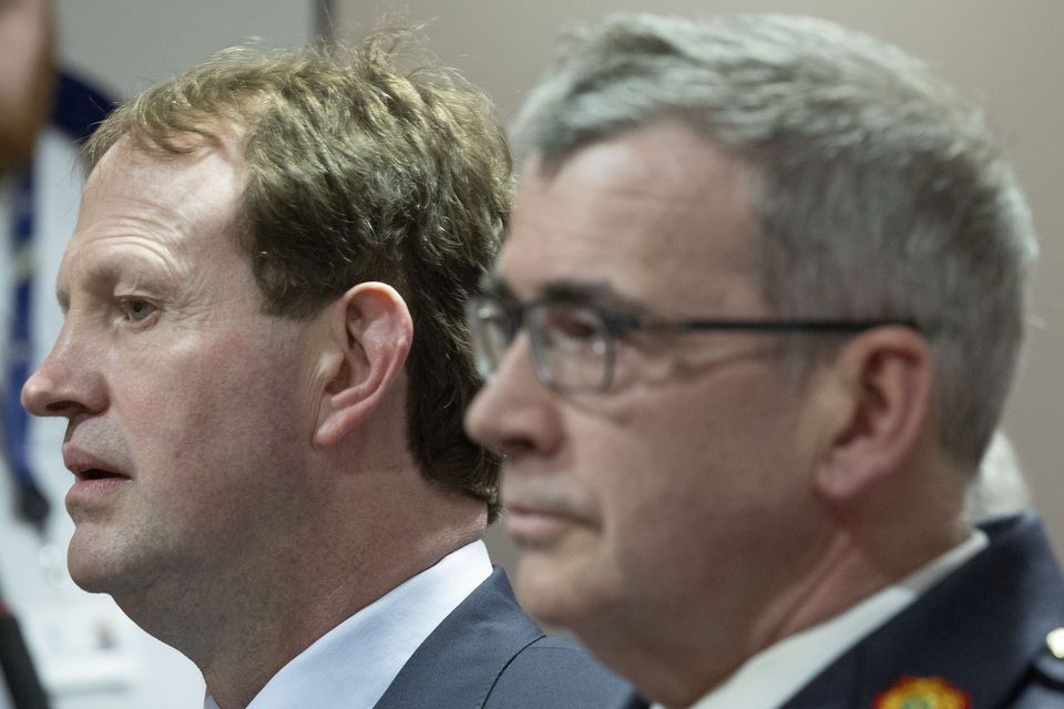 Justice Minister Jim O'Callaghan and former garda commissioner Drew Harris