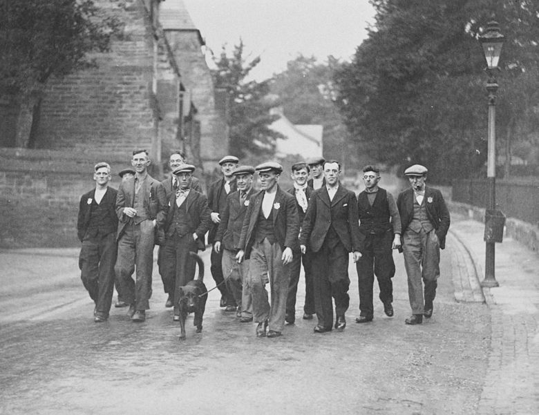 A group of men walking from Jarrow to London