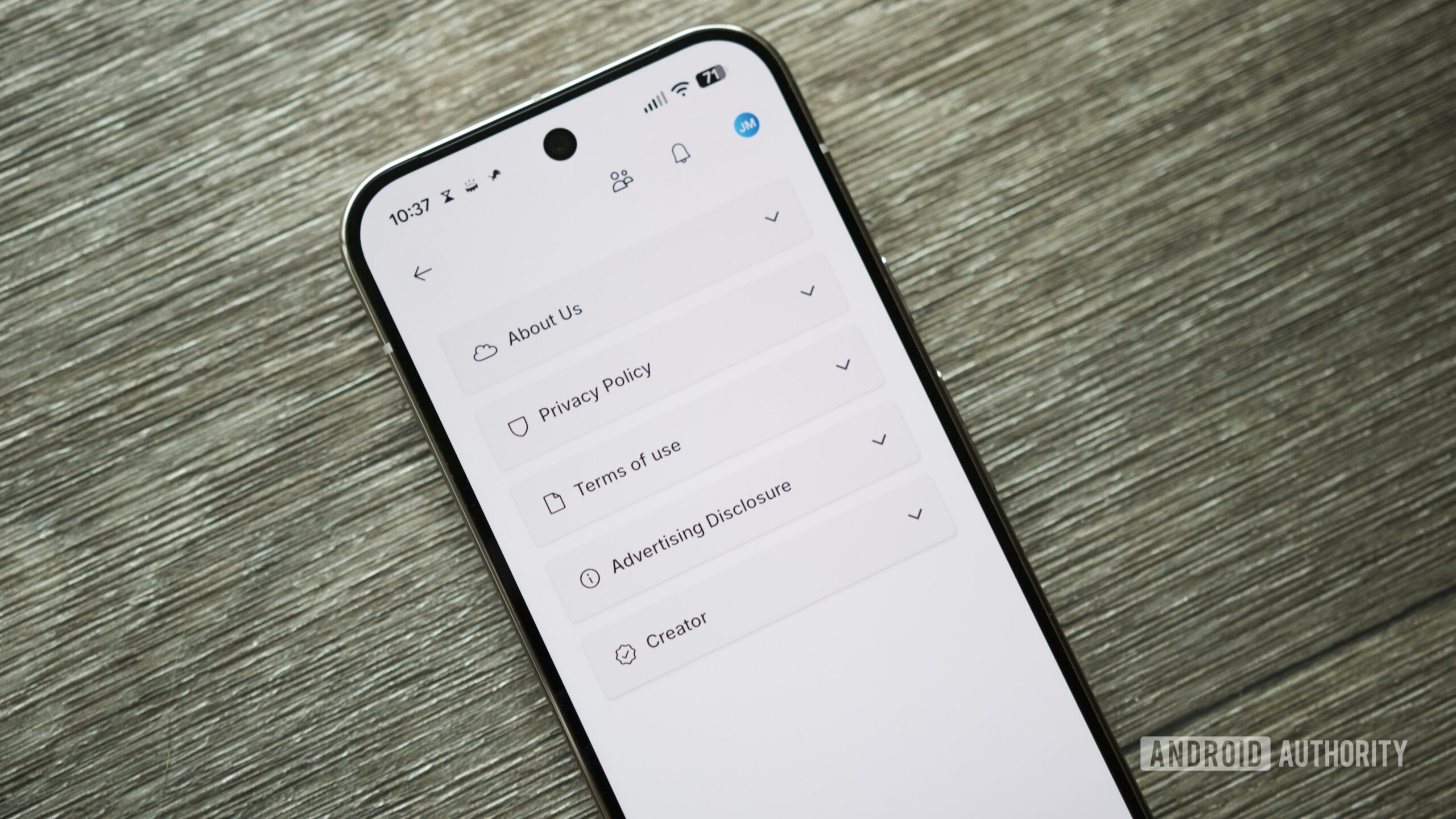 gowish about screen About page in the GoWish app.