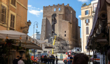 Worker rescued from partly collapsed medieval tower in Rome