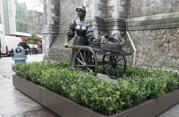 Flowerbeds have been installed in a bid to stop people 'groping' Molly Malone