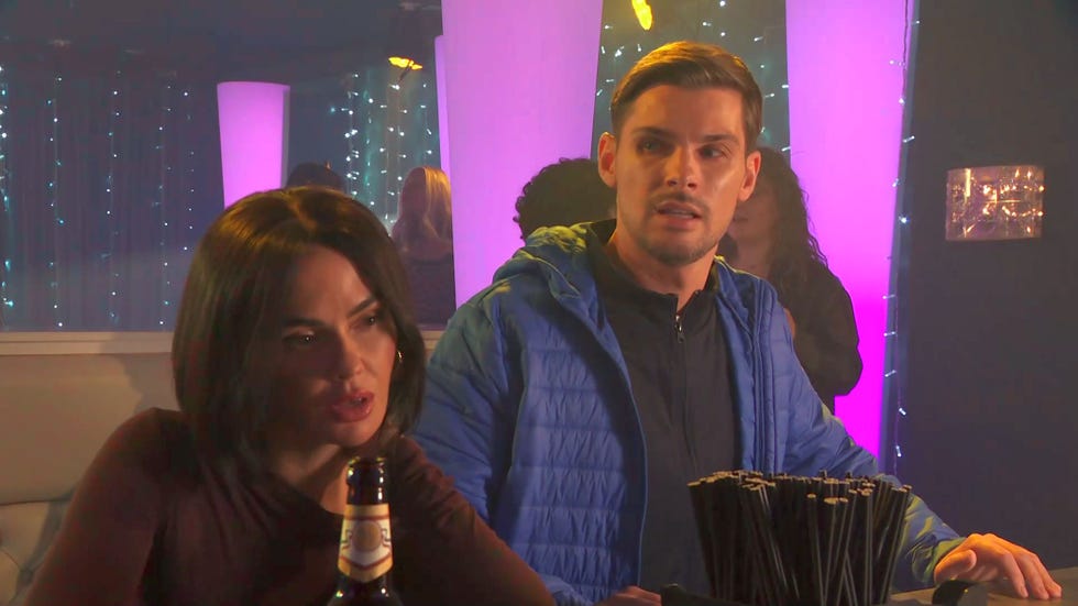 Hollyoaks, Mercedes McQueen and Ste Hay hollyoaks, mercedes mcqueen and ste hay at the bar in the loft