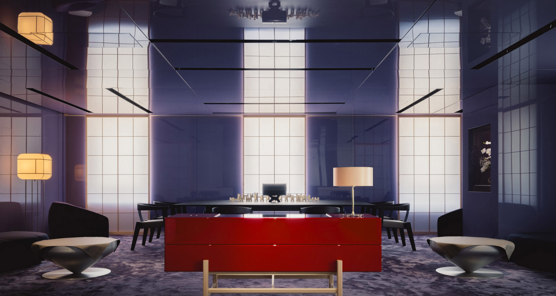 Purple lounge in Tokyo store