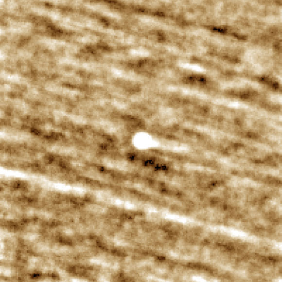 3I/ATLAS appears as a bright object near the center of this image, made from combining observations from NASA’s PUNCH mission taken from September 20 to October 3, 2025. Image credit: NASA / Southwest Research Institute.