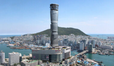 kengo kuma plans stacked lotte tower for busan, korea