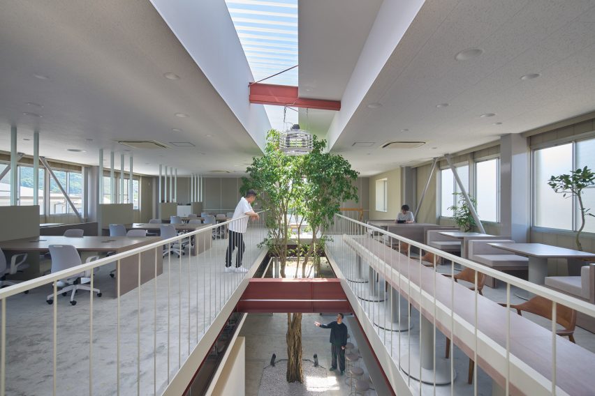 Central atrium connecting office floors