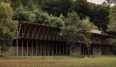 stone and timber shape residence by BC architects in belgium