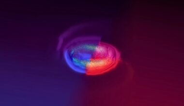 A simulation of a neutron star merger, with two two stars colored red and blue. Credit: David Radice research group / Penn State