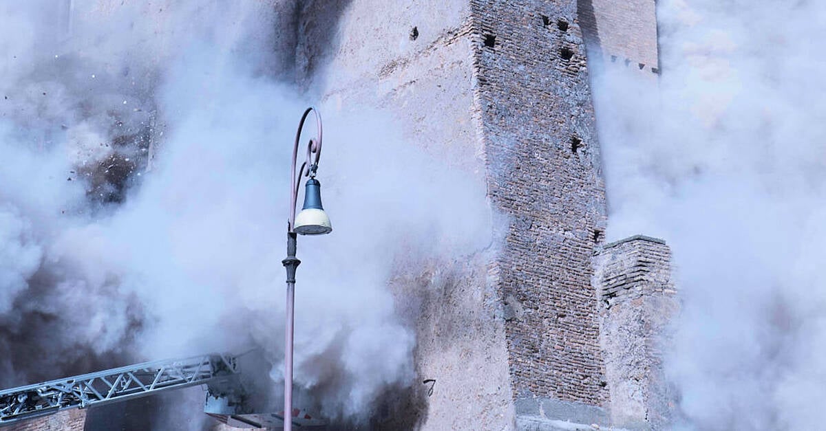 Part of medieval tower in central Rome collapses during renovation work