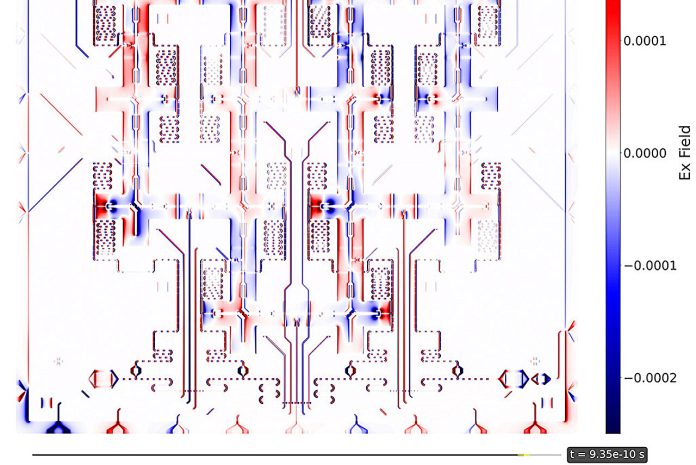 A coalition of researchers used almost all of the Perlmutter supercomputer’s 7,168 NVIDIA GPUs over a period of 24 hours to capture the structure and function of a multi-layered chip. The chip measures 10 millimeters square and 0.3 millimeters thick, with etchings just one micron wide. Credit: Zhi Jackie Yao/Berkeley Lab