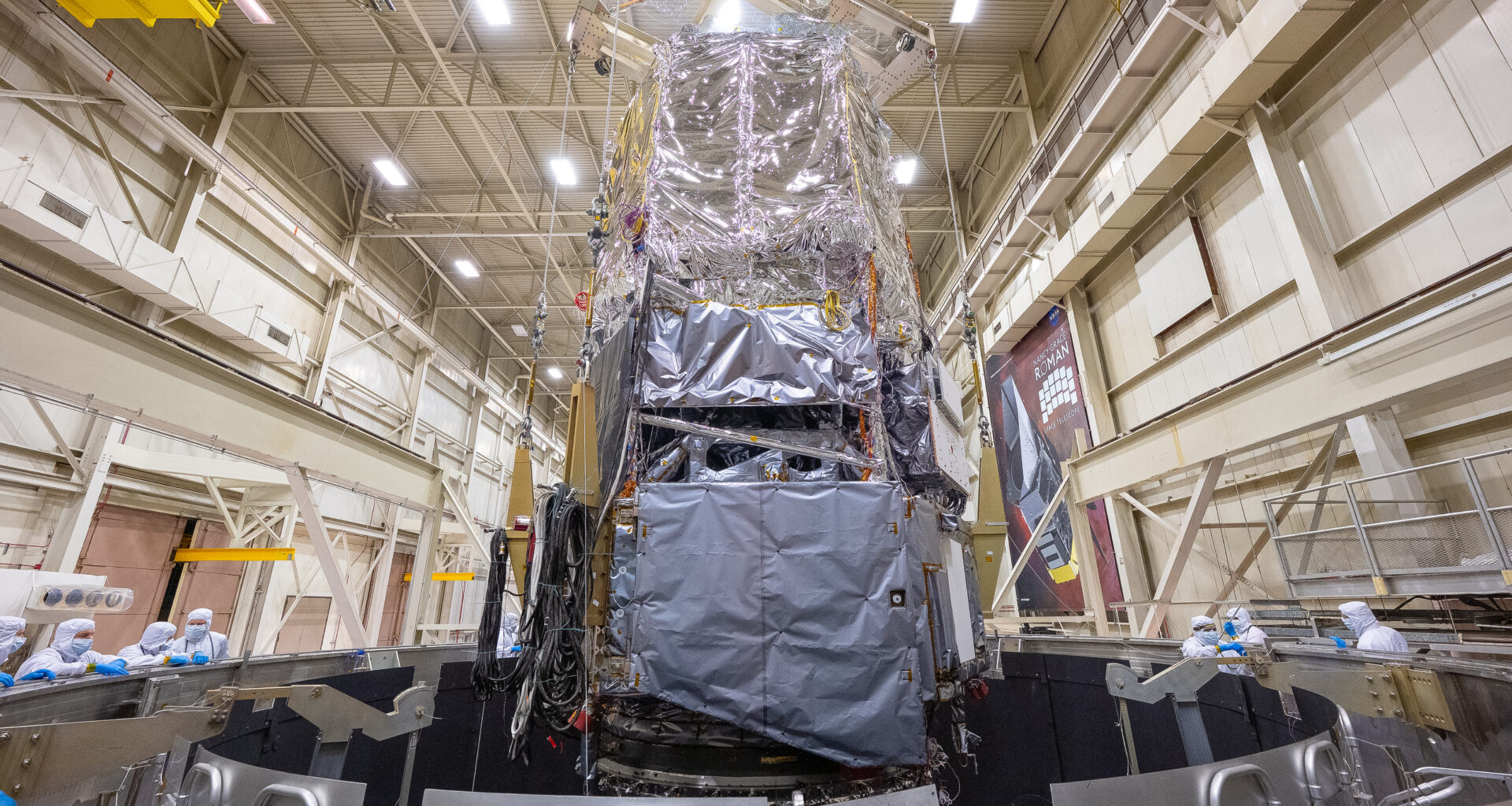 Core portion of Roman observatory exiting test chamber