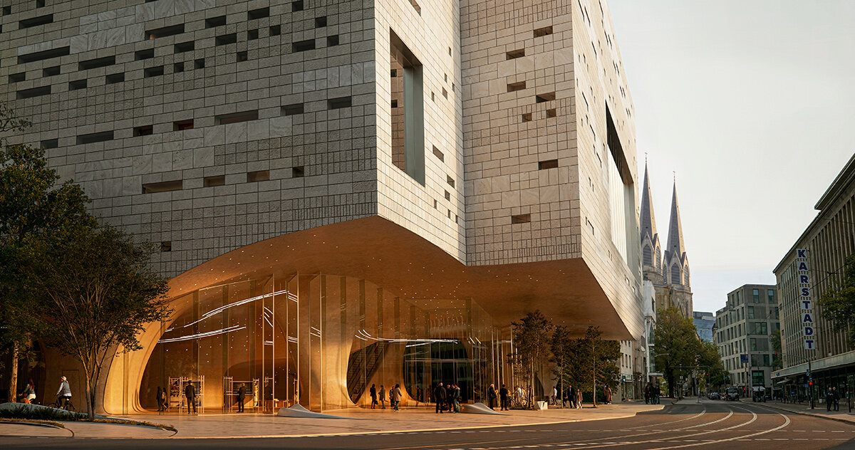 snøhetta plans düsseldorf opera house with cavernous, carved-out interiors