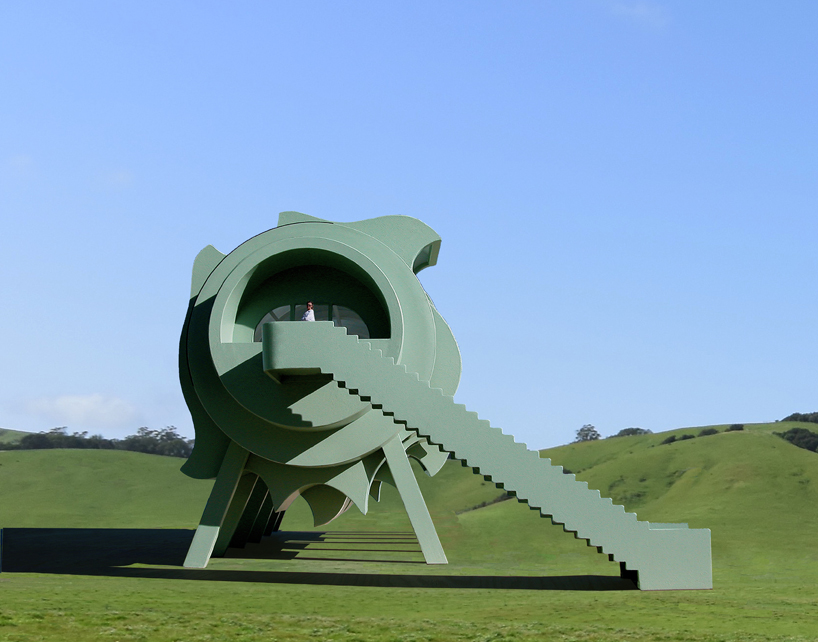 five rotating modules reconfigure to form interactive segmented house of the future