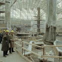 Japanese visitors in company of Pierre Bourque at the site of the Biodome in 1992 . Image © Michel Gravel via Bibliothèque et Archives nationales du Québec The Montreal Biodome: From Olympic Velodrome to a Space for Life - Image 2 of 9