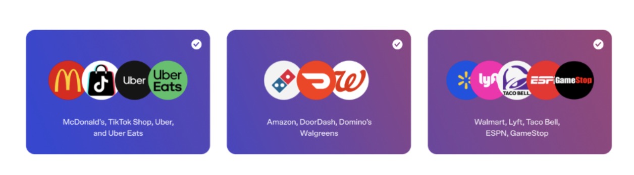three screenshots showing Venmo's cashback offering.
