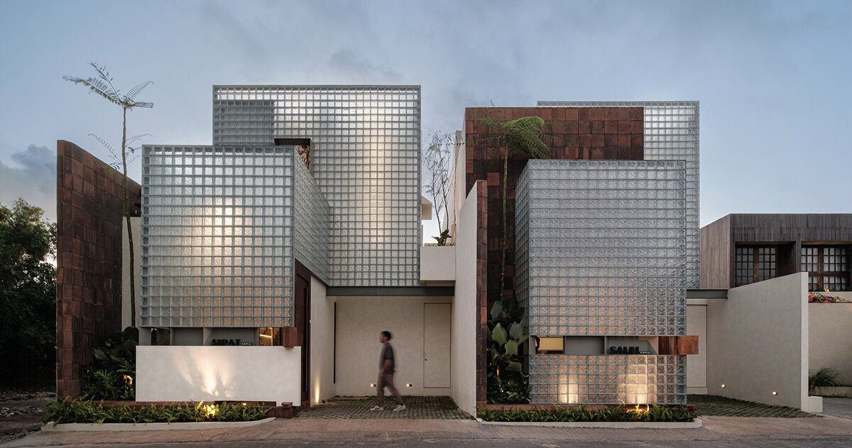 glowing glass block facades front arkana's 'villa sipat & sauh' in bali
