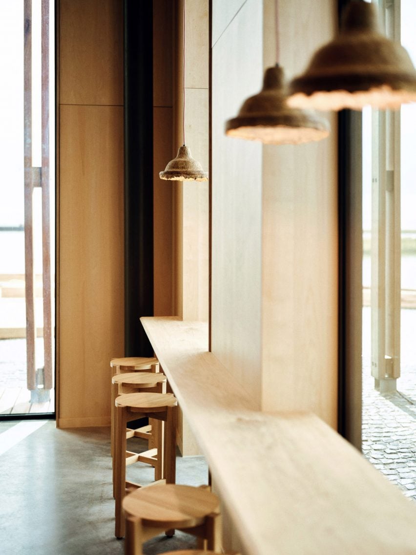 Restaurant benches made from oak