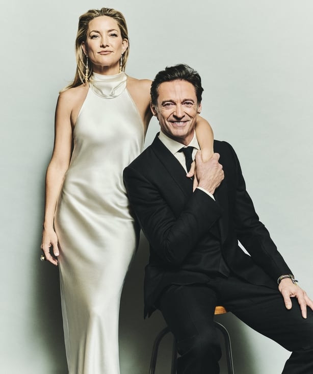 Kate Hudson and Hugh Jackman pose for a portrait
