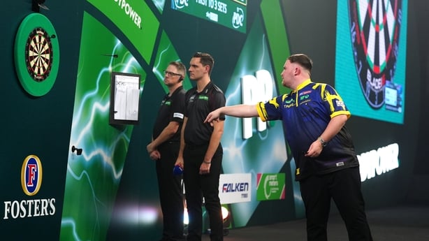 Luke Littler during his Round 2 match against Wales' David Davies at 2026 PDC World Championships