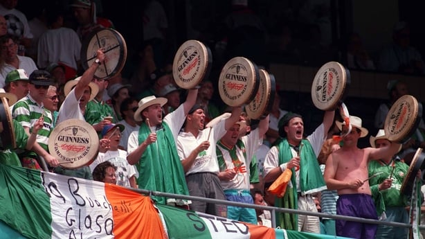 28 June 1994; Republic of Ireland Soccer fans pictured during the 1994 World Cup, USA. Picture credit; David Maher/SPORTSFILE