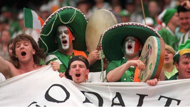 28 June 1994; Republic of Ireland Soccer fans pictured during the 1994 World Cup, USA. Picture credit; David Maher/SPORTSFILE