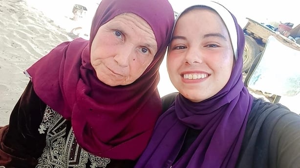 Ghada with her mother in Gaza