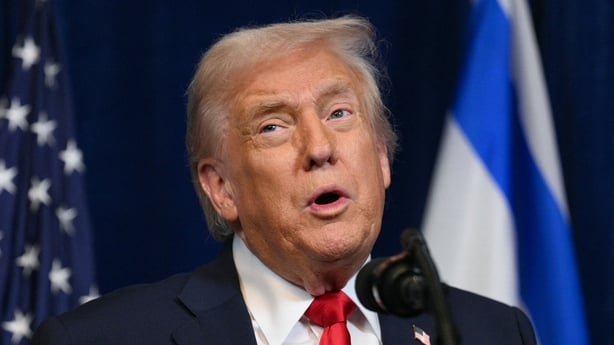 US President Donald Trump speaks during a joint press conference with Israeli Prime Minister Benjamin Netanyahu 