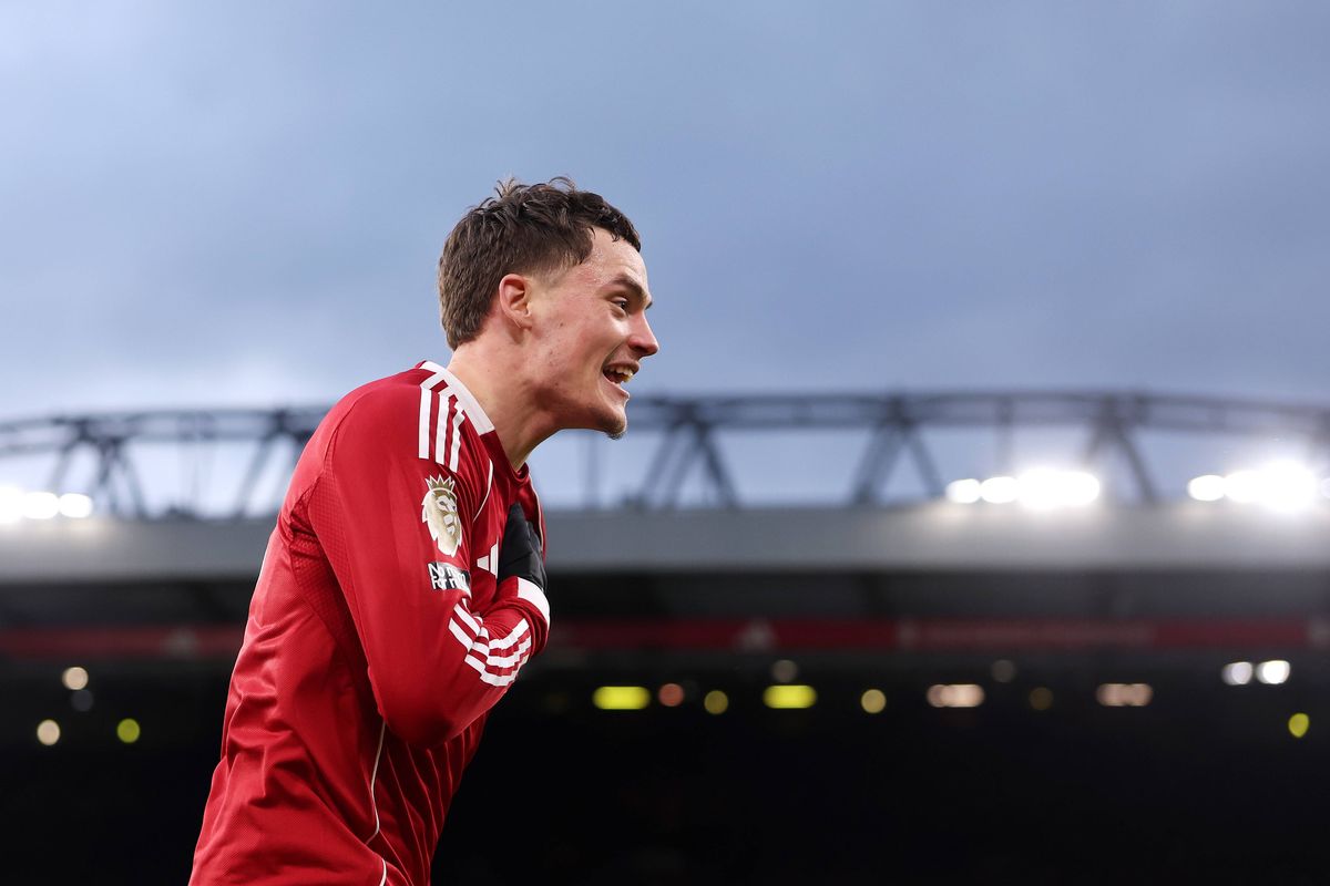 Florian Wirtz celebrates after scoring for Liverpool against Wolves