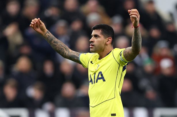 Cristian Romero celebrates for Spurs.