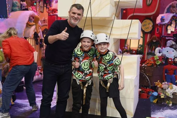 Keelan Tiernan and Dylan Bowe with Roy Keane at The Late Late Toy Show