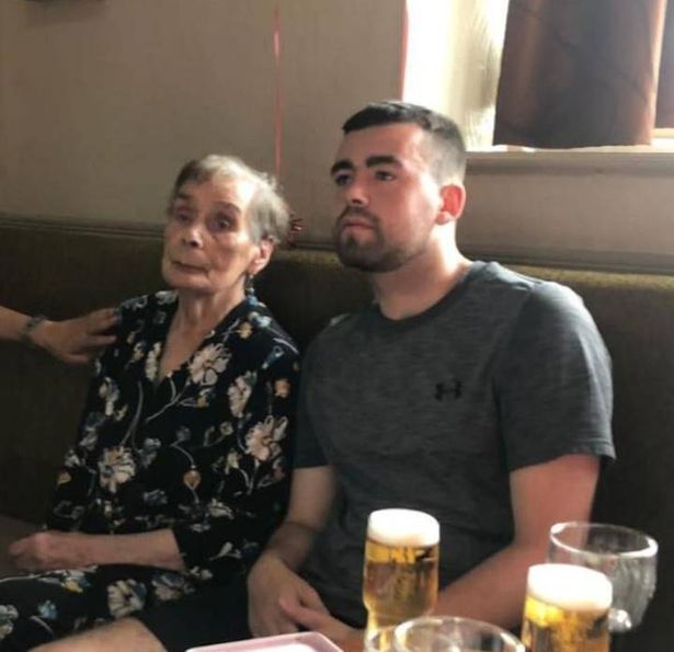 Patrick pictured here with his great-grandmother, Annie