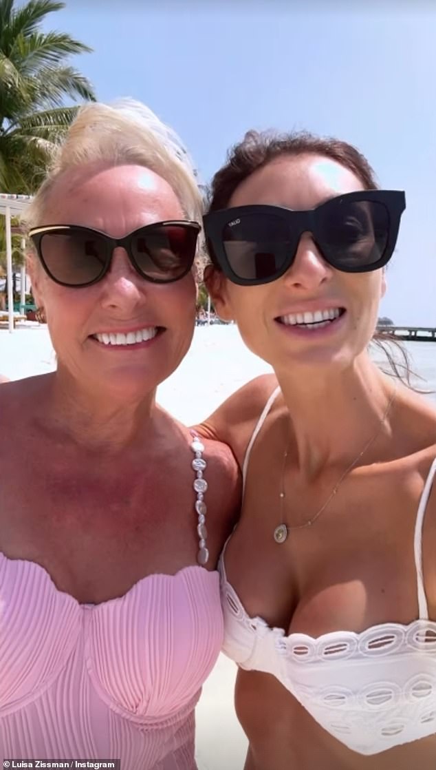 The reality star beamed as she posed with her mum for a selfie on the beach