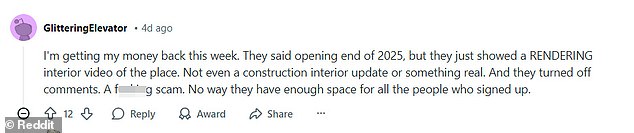 Following the latest delays and setbacks, many criticized the club, with a Reddit thread on the gym flooded with disgruntled fitness enthusiasts