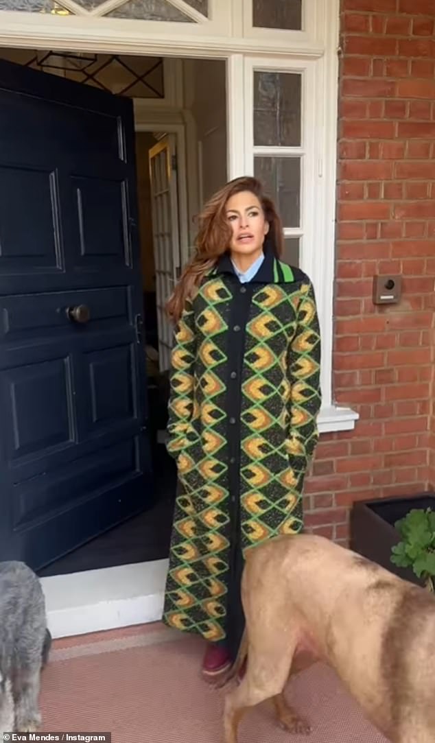 Eva Mendes has given fans a glimpse of the luxury London Hampstead home she shares with Ryan Gosling and their children as he shoots a new movie in the UK