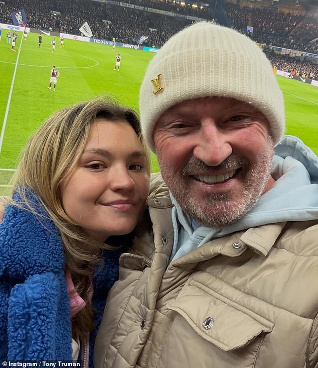 One of Tony's images also showed him alongside his daughter Kiki, 21, who he shares with his ex Charlie, as they watched the football together