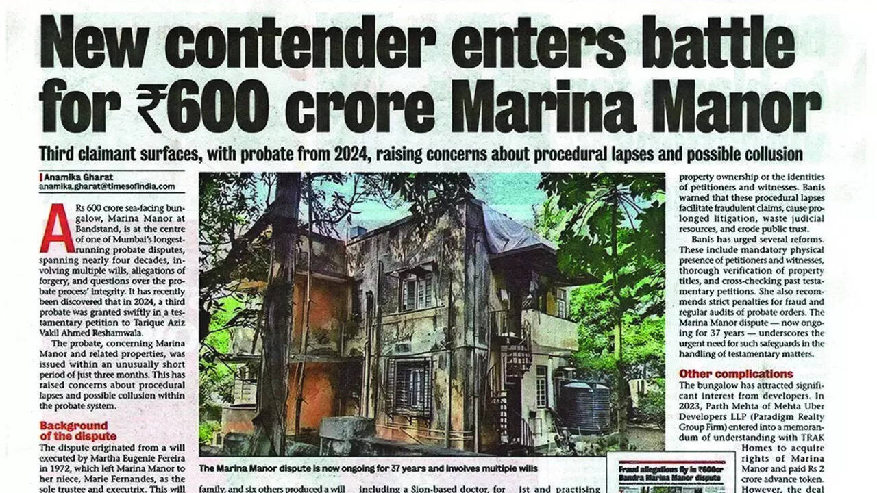 HC cancels probate for `600cr Bandra bungalow