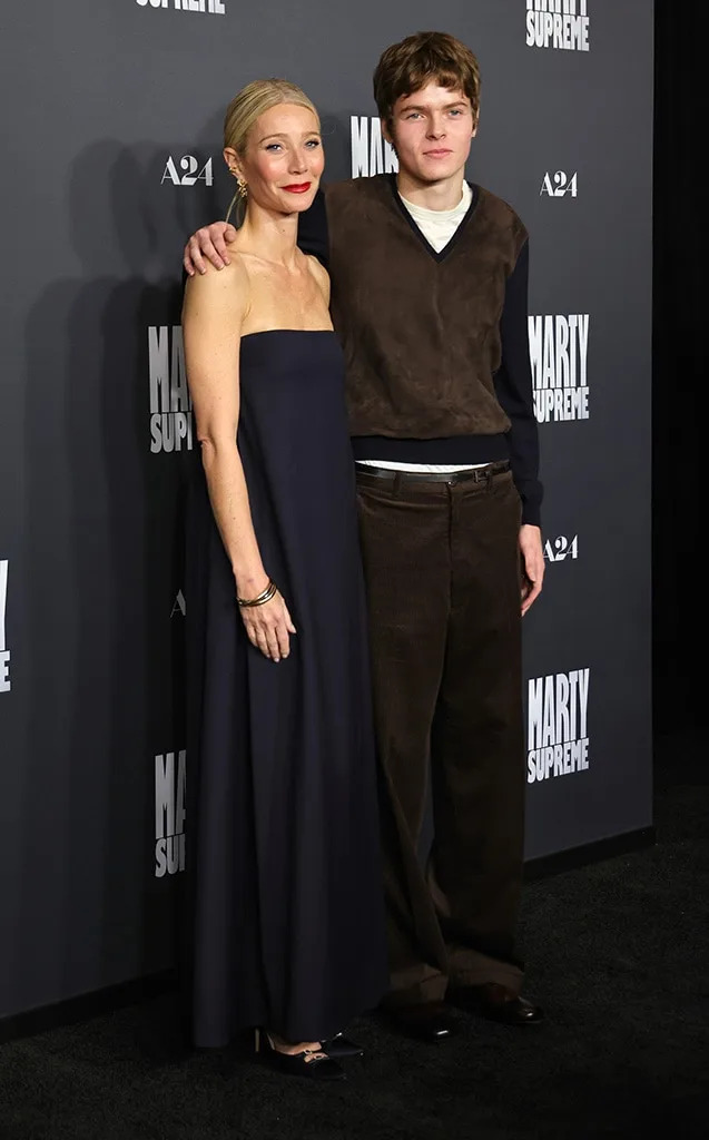 Moses Martin joins Gwyneth Paltrow for the premiere of Marty Supreme in Los Angeles on Dec. 8