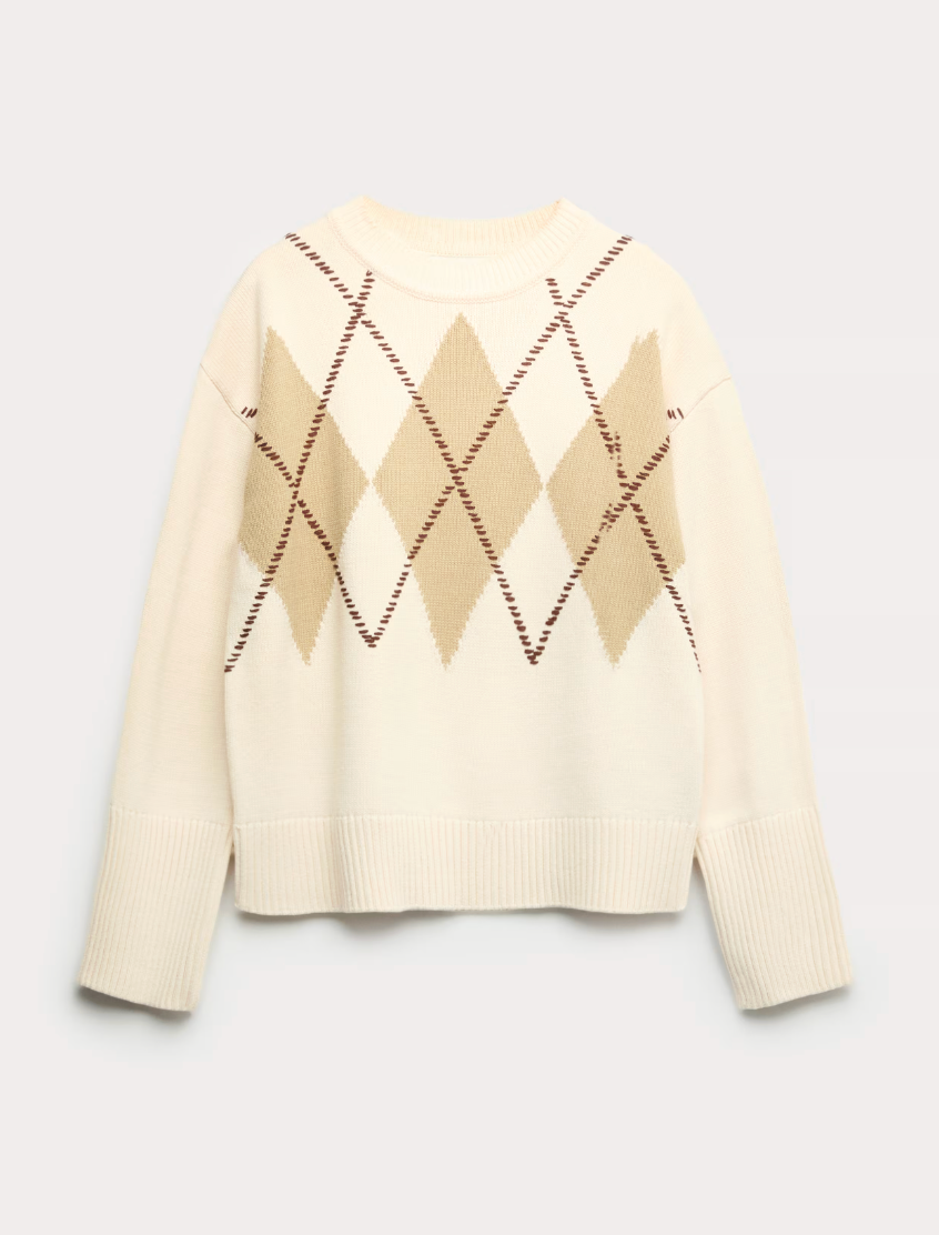 Cotton Rich Argyle Crew Neck Jumper Cotton Rich Argyle Crew Neck Jumper