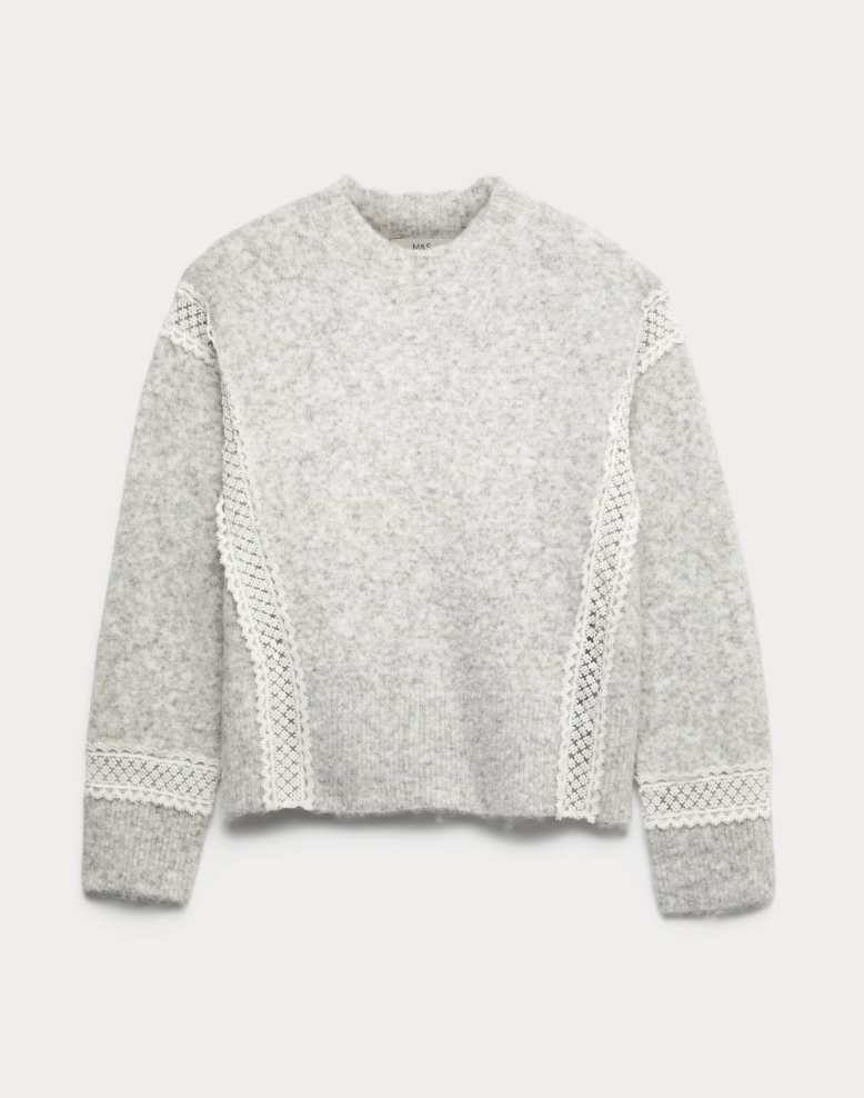 Lace Detail Jumper With Wool Lace Detail Jumper With Wool