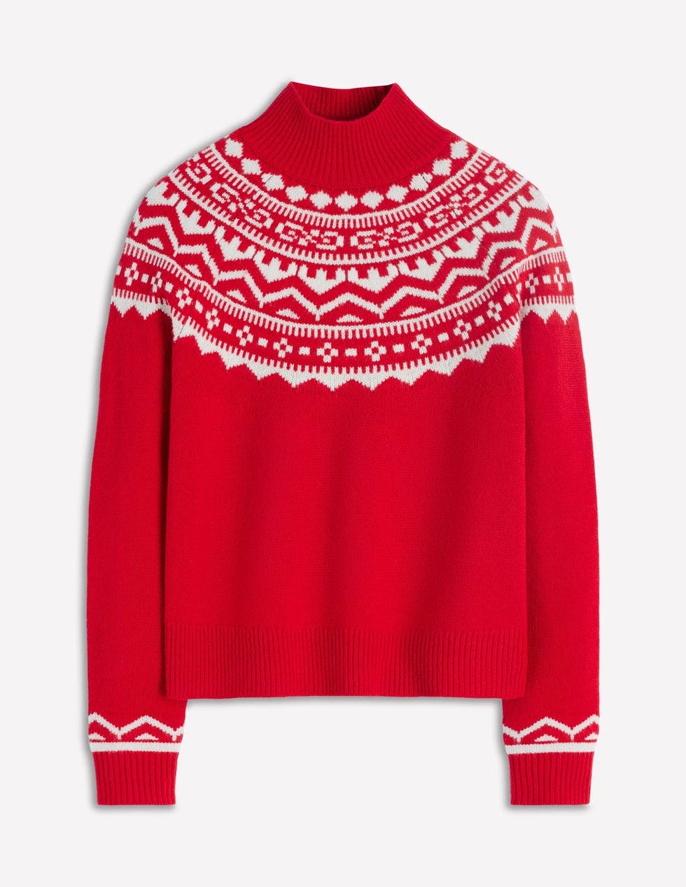 Marion Merino High Neck Jumper-Poppy Red Fair Isle Marion Merino High Neck Jumper-Poppy Red Fair Isle
