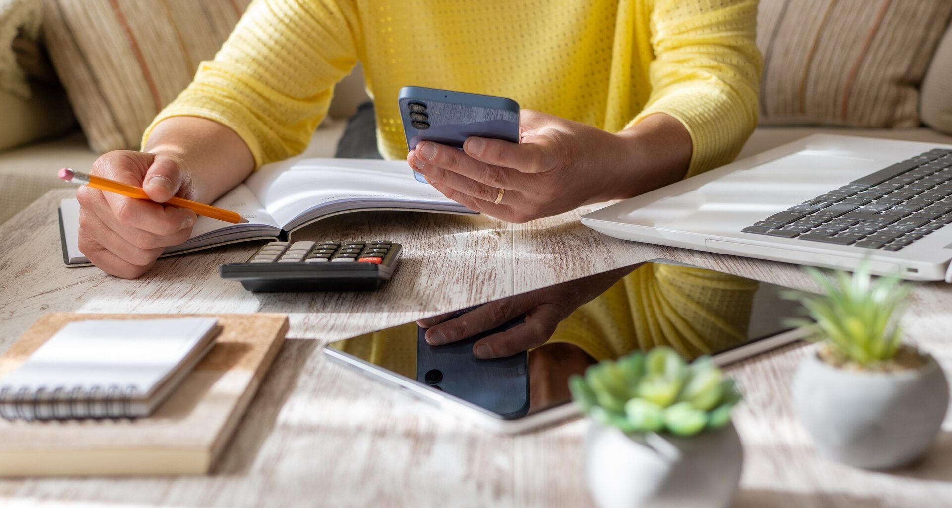 Woman Setting Financial Goals at Home. stock photo
