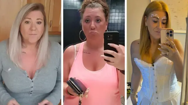 Collage foto of Tanya Hall wey show her weight loss journey