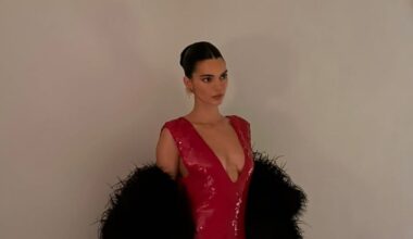 Kendall Jenner Sparkles in a Red Sequin Chanel Dress on Christmas
