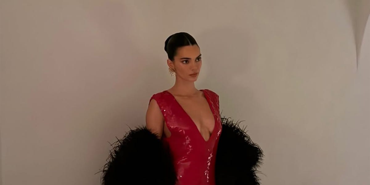 Kendall Jenner Sparkles in a Red Sequin Chanel Dress on Christmas