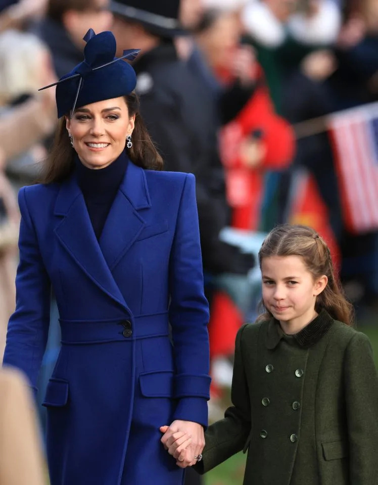 Getty Images Catherine, Princess of Wales and Princess Charlotte attend the Christmas Morning Service at Sandringham Church on December 25, 2023