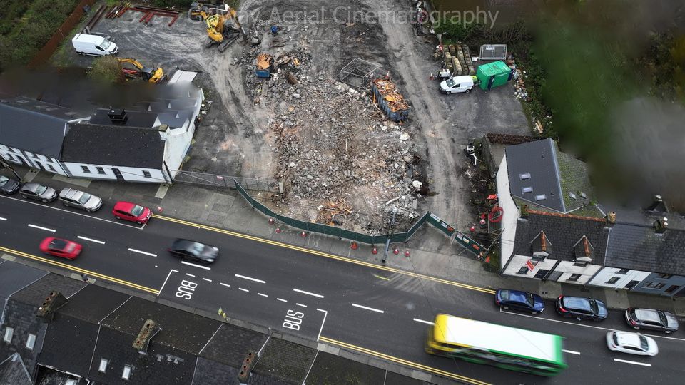 A bird's eye view of demolished Tonery's Bar in Bohermore, which will see the construction of a major new hotel development PIC CREDIT: 
Galway Aerial Cinematography